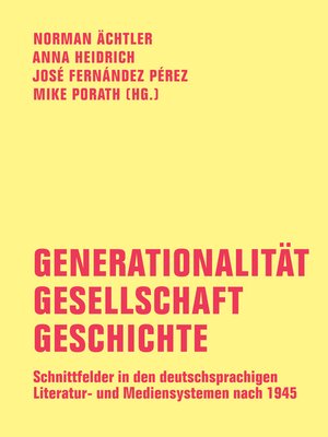 cover image of Generationalität--Gesellschaft--Geschichte